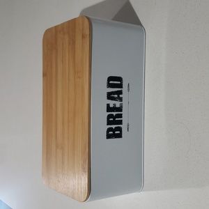 Retro White Tin Bread box with Black lettering